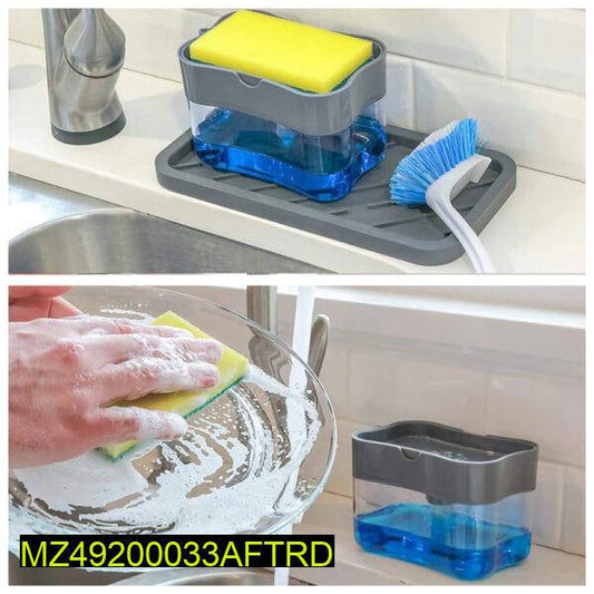 2-in-1 Liquid Soap Dispenser with Sponge Holder | Kitchen Sink Organizer | ABS Plastic