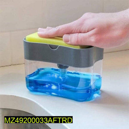 2-in-1 Liquid Soap Dispenser with Sponge Holder | Kitchen Sink Organizer | ABS Plastic